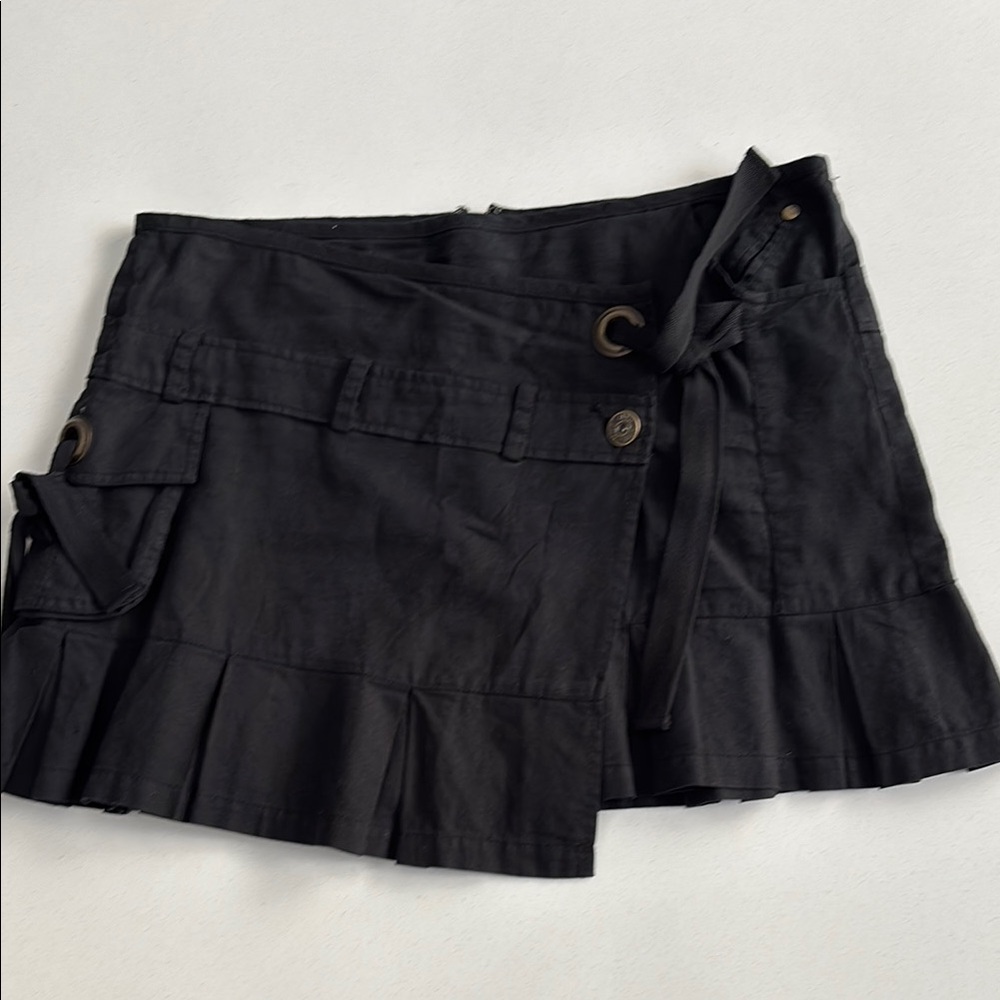 Black Mini Skirt faux wrap